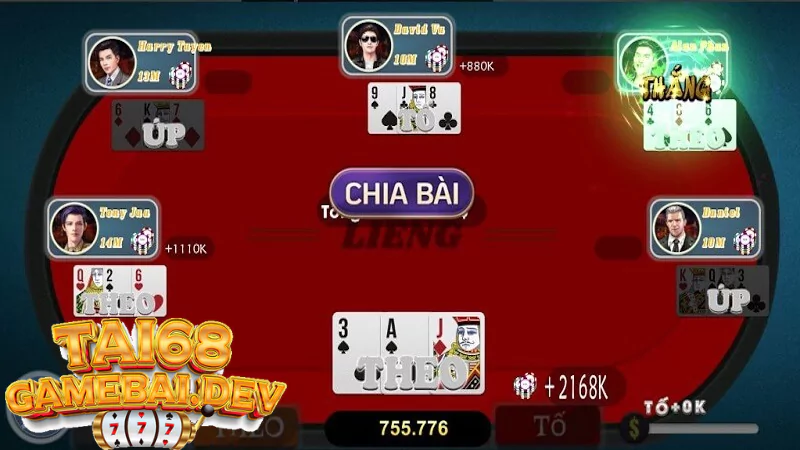 Lượt đi bài trong game Liêng