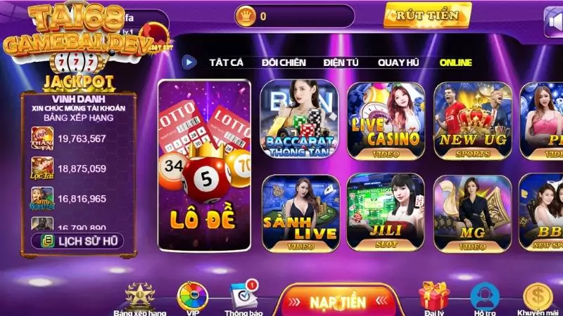 Các sảnh cược nổi bật tại 68 Game Bài