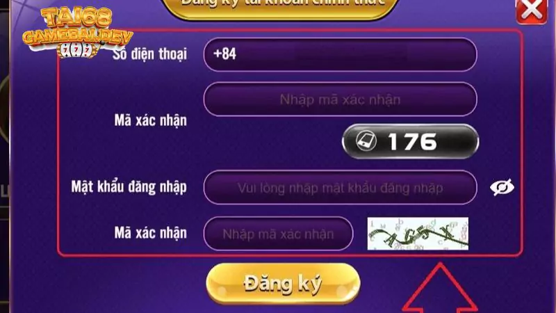 Biểu mẫu cung cấp thông tin mở tài khoản 68 game bài